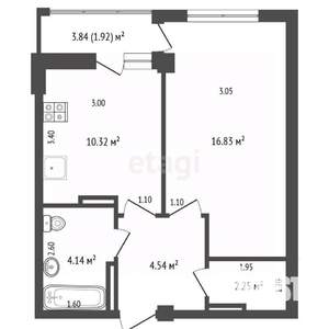 1-к квартира, вторичка, 38м2, 5/9 этаж