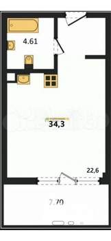 Студия квартира, вторичка, 41м2, 1/5 этаж