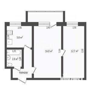 2-к квартира, вторичка, 45м2, 2/5 этаж