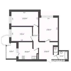 3-к квартира, вторичка, 73м2, 6/17 этаж