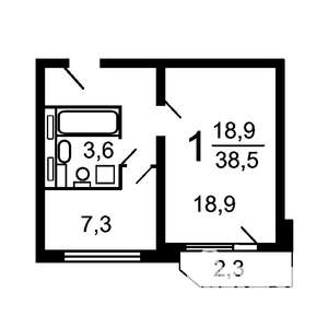1-к квартира, вторичка, 45м2, 2/16 этаж