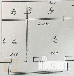 Студия квартира, вторичка, 47м2, 4/5 этаж