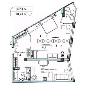 2-к квартира, вторичка, 71м2, 5/5 этаж