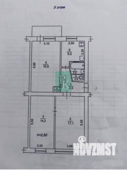 3-к квартира, вторичка, 62м2, 5/5 этаж