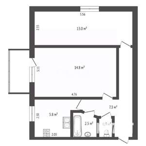 2-к квартира, вторичка, 44м2, 3/4 этаж
