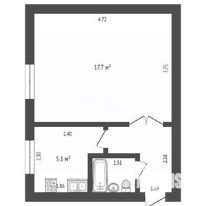 1-к квартира, вторичка, 29м2, 1/2 этаж