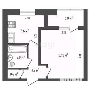 1-к квартира, вторичка, 26м2, 3/5 этаж