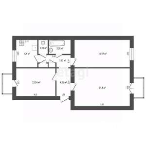 3-к квартира, вторичка, 72м2, 3/3 этаж