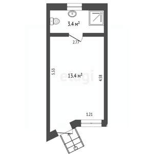 Студия квартира, вторичка, 17м2, 1/2 этаж