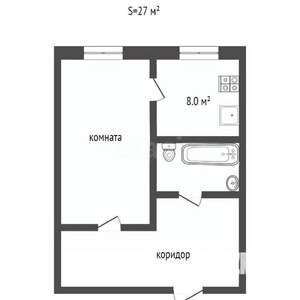 Студия квартира, вторичка, 27м2, 1/5 этаж