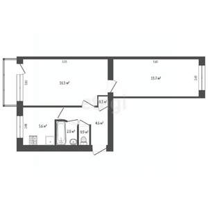 2-к квартира, вторичка, 44м2, 1/5 этаж