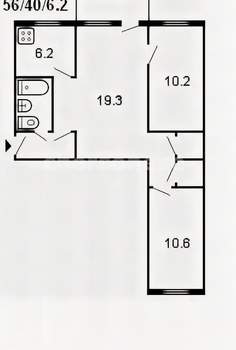 3-к квартира, вторичка, 57м2, 2/5 этаж