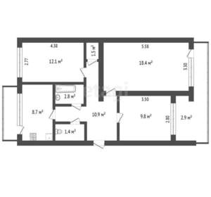 3-к квартира, вторичка, 66м2, 3/5 этаж