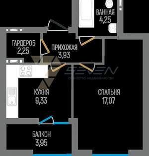 1-к квартира, вторичка, 40м2, 8/8 этаж