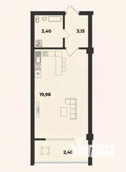 Студия квартира, вторичка, 29м2, 3/10 этаж