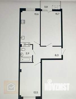 2-к квартира, вторичка, 59м2, 2/9 этаж
