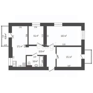 3-к квартира, вторичка, 73м2, 2/3 этаж