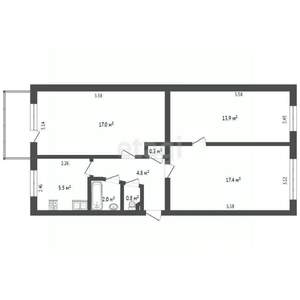 3-к квартира, вторичка, 63м2, 3/5 этаж