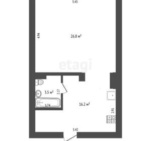 1-к квартира, вторичка, 47м2, 2/11 этаж