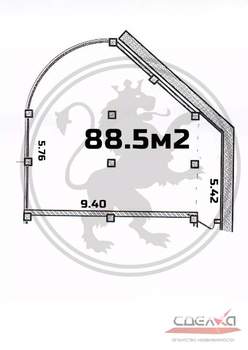 2-к квартира, вторичка, 89м2, 1/4 этаж