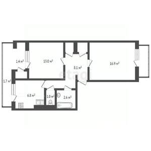 2-к квартира, вторичка, 55м2, 2/4 этаж