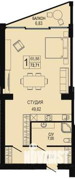 Студия квартира, вторичка, 75м2, 6/7 этаж