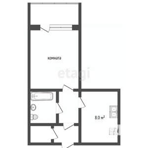 1-к квартира, вторичка, 33м2, 2/9 этаж