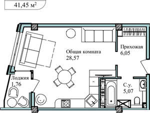 1-к квартира, вторичка, 44м2, 3/5 этаж