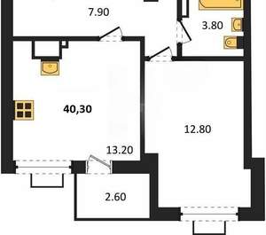 1-к квартира, вторичка, 40м2, 2/8 этаж