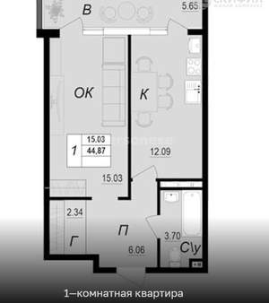 1-к квартира, вторичка, 45м2, 3/10 этаж