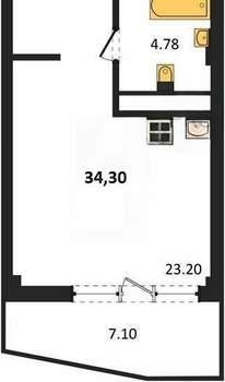 Студия квартира, вторичка, 34м2, 4/5 этаж