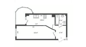 1-к квартира, вторичка, 37м2, 3/6 этаж