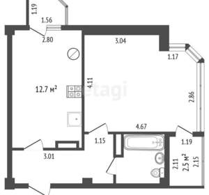 1-к квартира, вторичка, 47м2, 8/10 этаж
