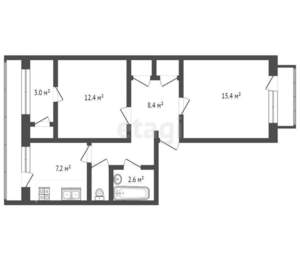 2-к квартира, вторичка, 54м2, 2/5 этаж