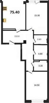 2-к квартира, вторичка, 75м2, 9/9 этаж