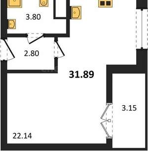 Студия квартира, вторичка, 32м2, 2/9 этаж