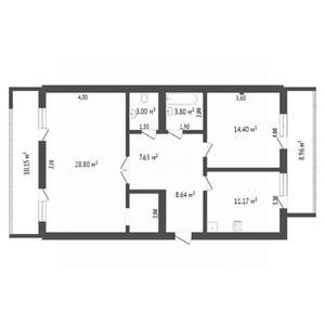 2-к квартира, вторичка, 94м2, 5/5 этаж