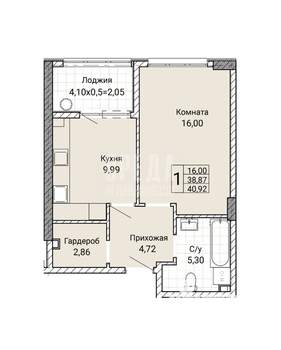 1-к квартира, вторичка, 41м2, 1/9 этаж