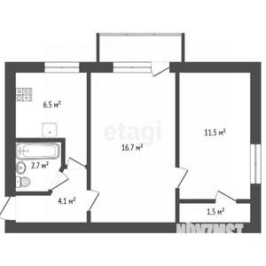2-к квартира, вторичка, 43м2, 3/5 этаж