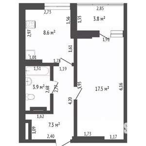 1-к квартира, вторичка, 37м2, 9/10 этаж
