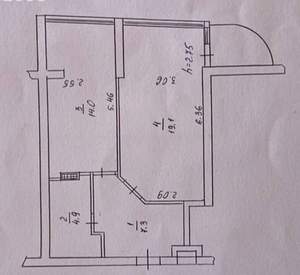 1-к квартира, вторичка, 46м2, 6/16 этаж