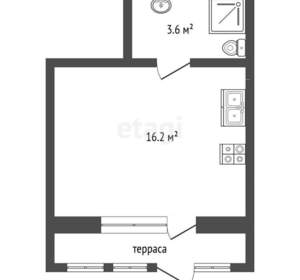 Студия квартира, вторичка, 20м2, 1/2 этаж