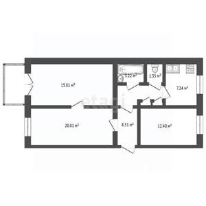 3-к квартира, вторичка, 70м2, 3/3 этаж
