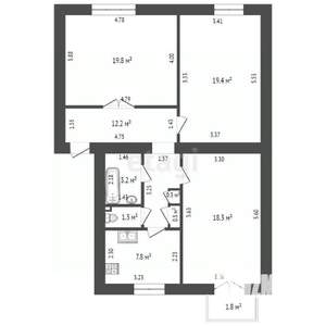 3-к квартира, вторичка, 83м2, 2/3 этаж