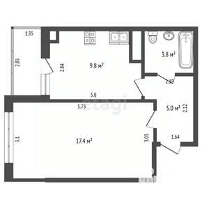 1-к квартира, вторичка, 37м2, 4/10 этаж