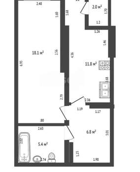1-к квартира, вторичка, 44м2, 5/9 этаж