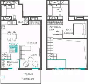 1-к квартира, строящийся дом, 80м2, 1/12 этаж