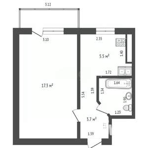 1-к квартира, вторичка, 30м2, 5/5 этаж