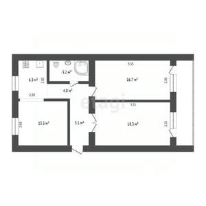 3-к квартира, вторичка, 68м2, 2/2 этаж