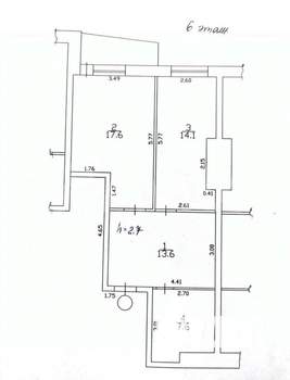 1-к квартира, вторичка, 54м2, 6/7 этаж